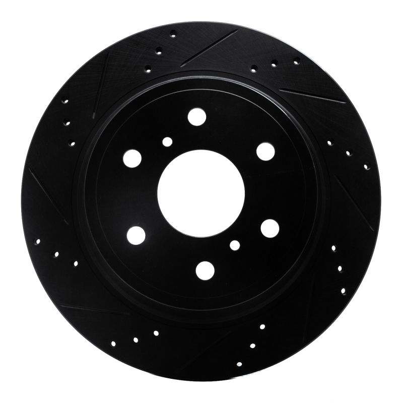 R1 07-20 Cadillac Escalade Rear Left Drilled & Slotted Black Brake Rotor