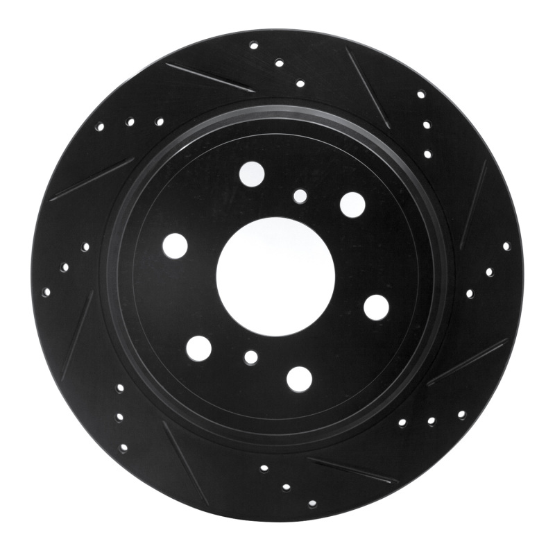 R1 07-20 Cadillac Escalade Rear Right Drilled & Slotted Black Brake Rotor