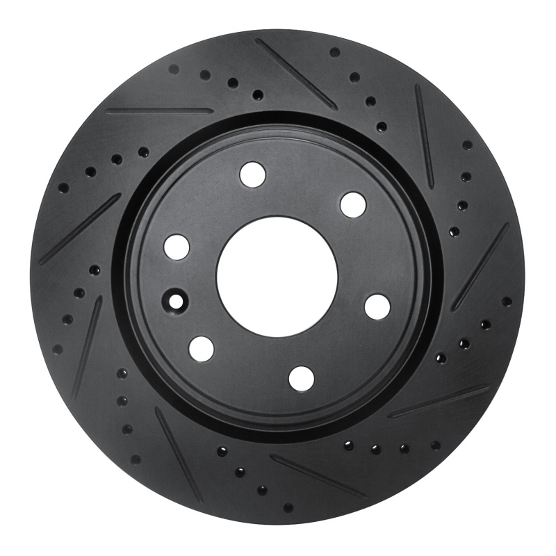 R1 07-17 Buick Enclave Front Right Drilled & Slotted Black Brake Rotor