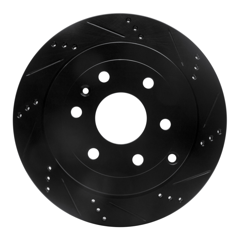 R1 07-17 Buick Enclave Rear Right Drilled & Slotted Black Brake Rotor