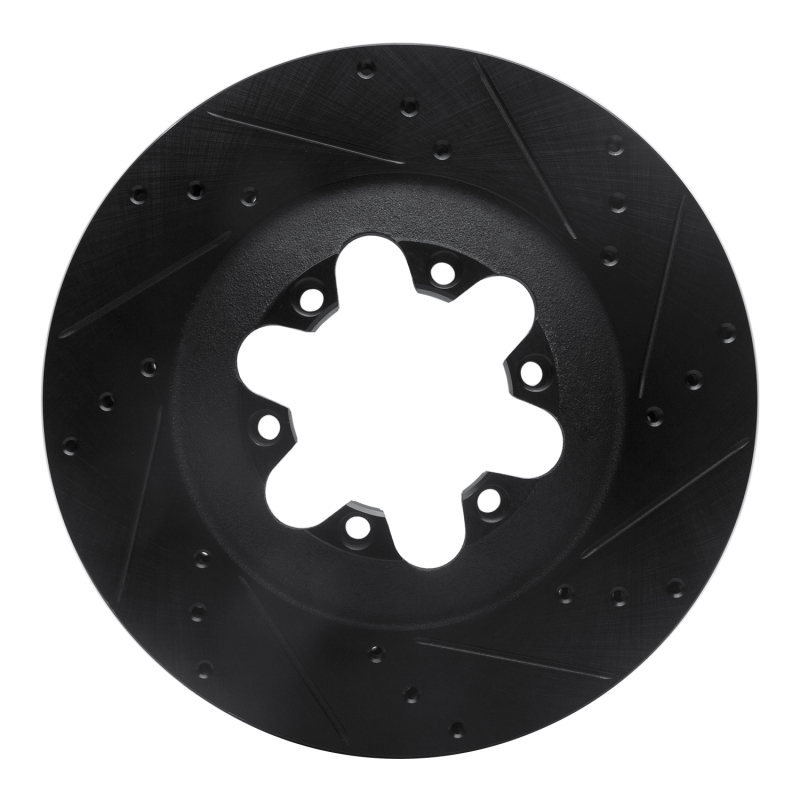 R1 09-12 Chevrolet Colorado Front Right Drilled & Slotted Black Brake Rotor