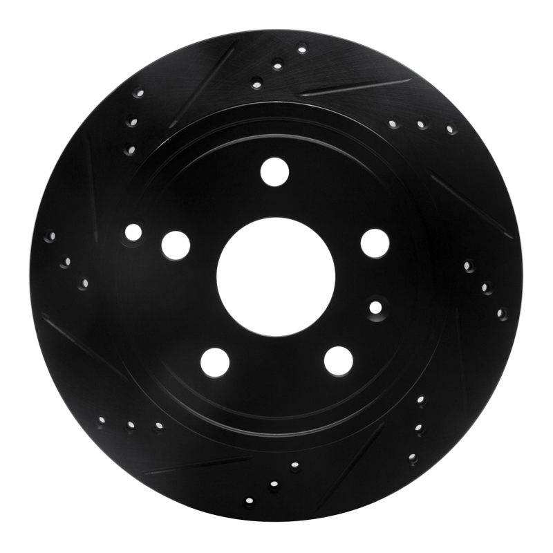R1 10-17 Chevrolet Equinox Rear Left Drilled & Slotted Black Brake Rotor