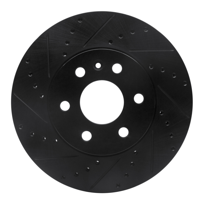 R1 15-20 Chevrolet Colorado Front Left Drilled & Slotted Black Brake Rotor