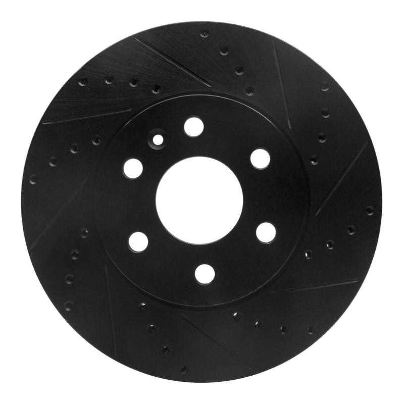 R1 15-20 Chevrolet Colorado Front Right Drilled & Slotted Black Brake Rotor