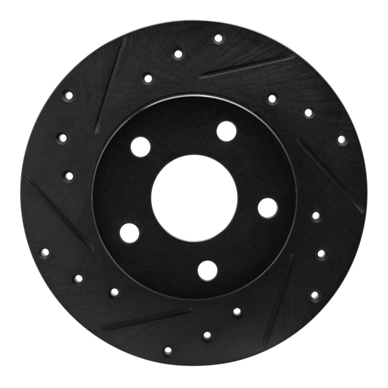 R1 84-87 Pontiac Fiero Rear Left Drilled & Slotted Black Brake Rotor