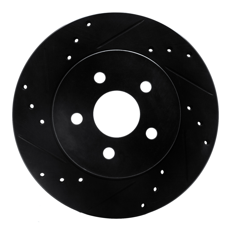 R1 88-88 Pontiac Fiero Front/Rear Left Drilled & Slotted Black Brake Rotor