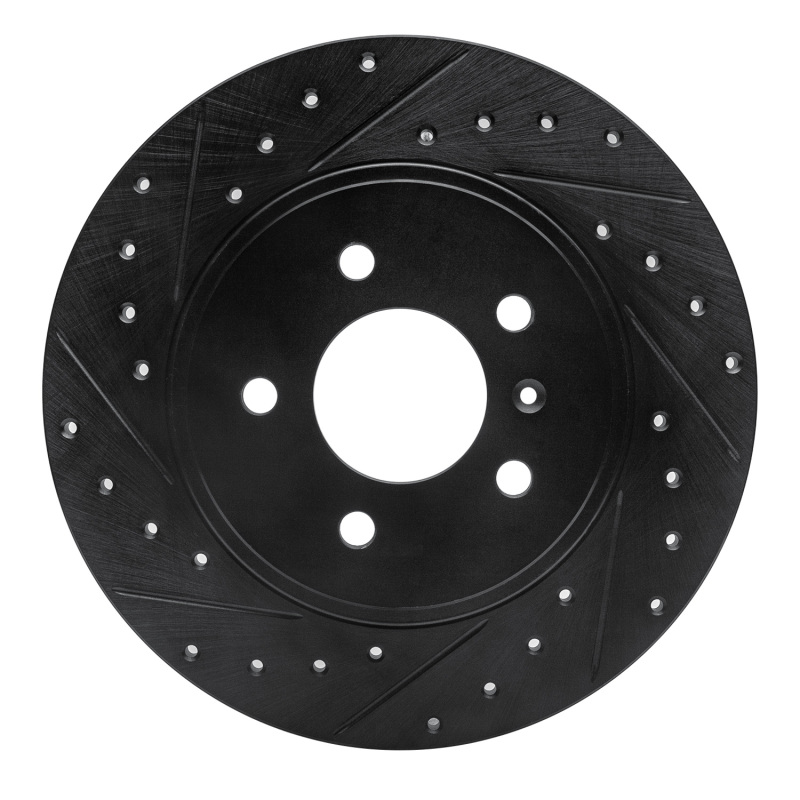 R1 05-05 Buick Terraza Rear Left Drilled & Slotted Black Brake Rotor