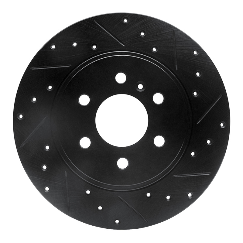 R1 06-09 Buick Terraza Rear Right Drilled & Slotted Black Brake Rotor