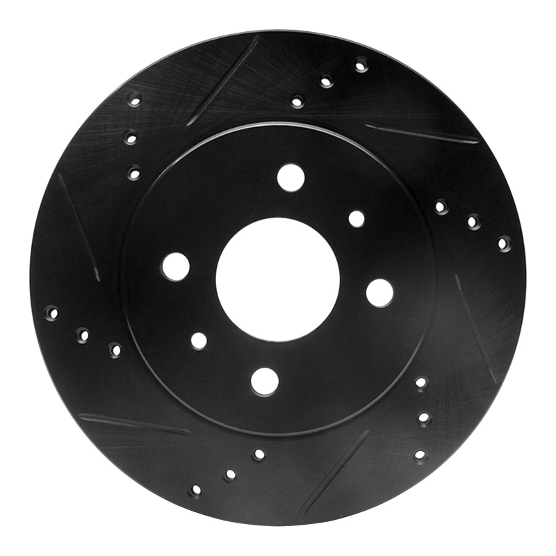 R1 91-02 Saturn SL1 Front Left Drilled & Slotted Black Brake Rotor