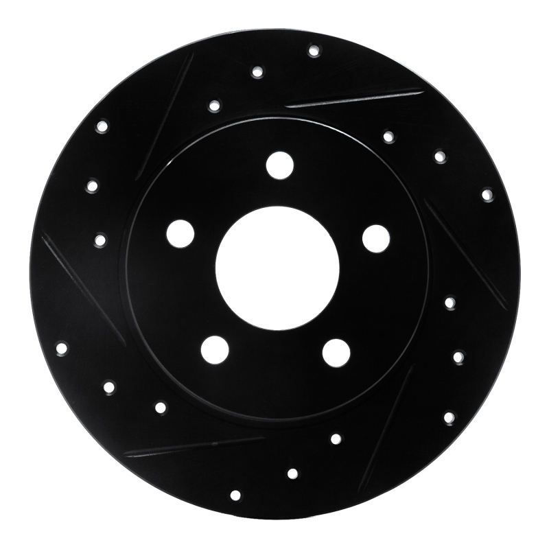 R1 04-12 Chevrolet Malibu Rear Left Drilled & Slotted Black Brake Rotor