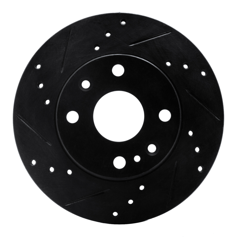 R1 94-97 Ford Aspire Front Left Drilled & Slotted Black Brake Rotor