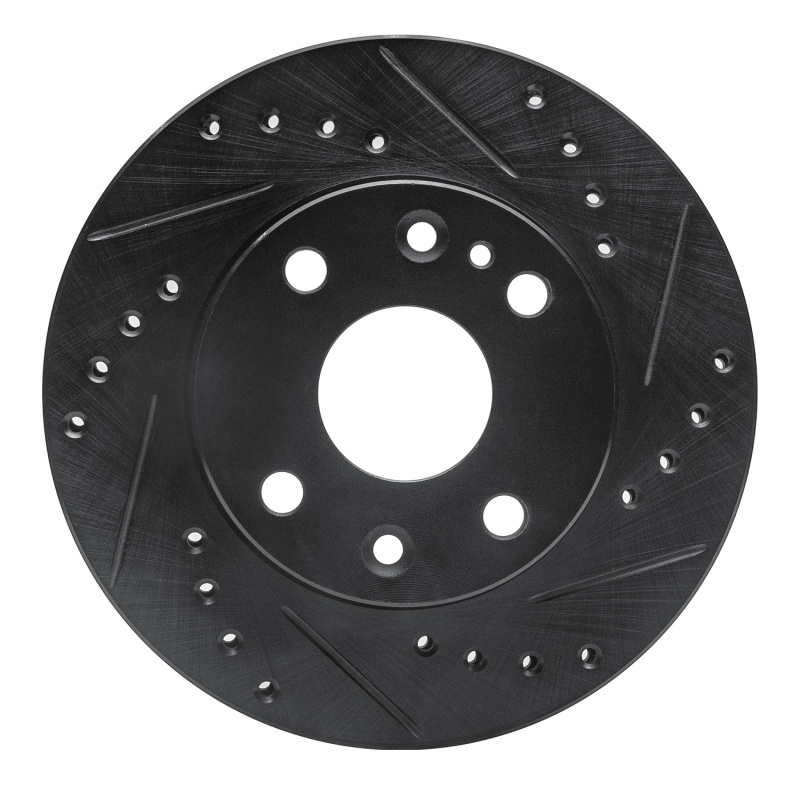 R1 94-97 Ford Aspire Front Right Drilled & Slotted Black Brake Rotor