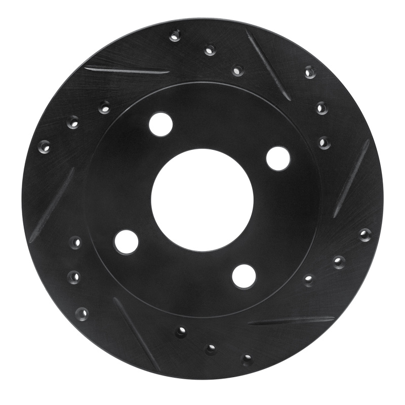 R1 81-94 Ford TEMPO Front Right Drilled & Slotted Black Brake Rotor