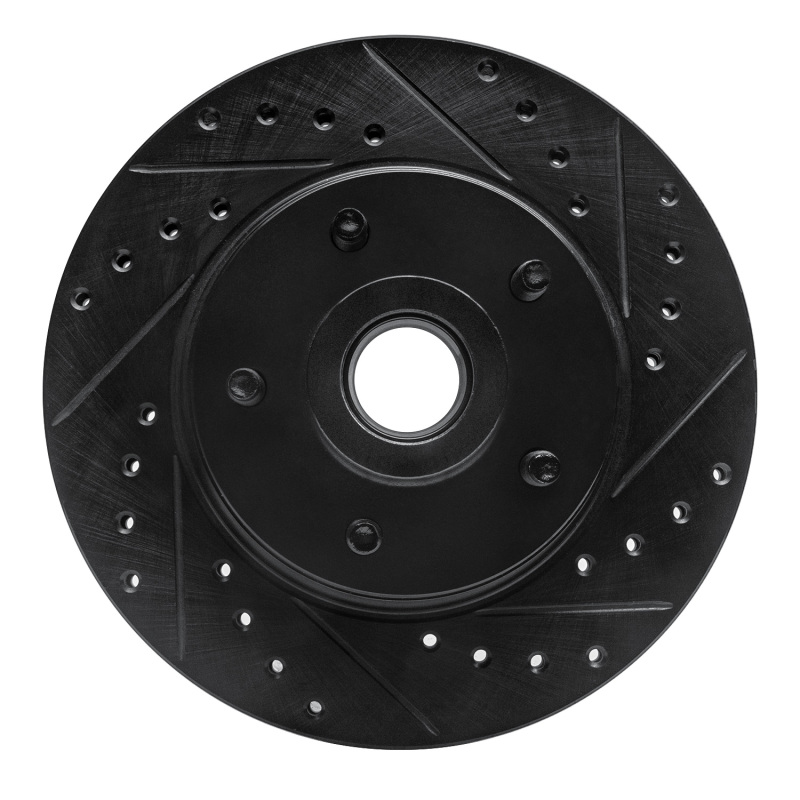 R1 74-80 Ford Granada Front Right Drilled & Slotted Black Brake Rotor