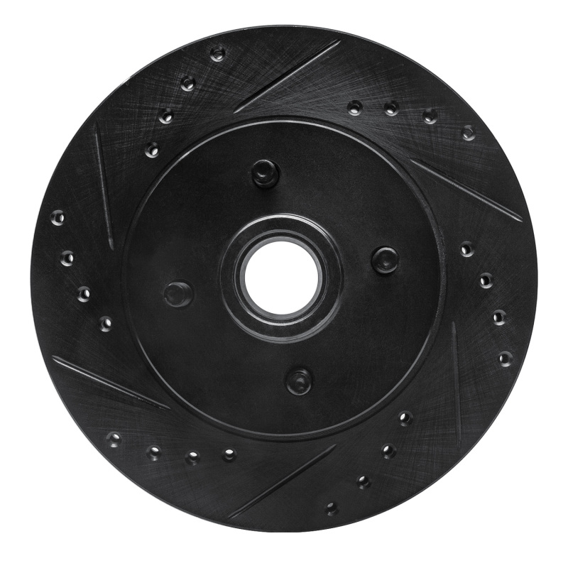 R1 87-93 Ford Mustang Front Left Drilled & Slotted Black Brake Rotor