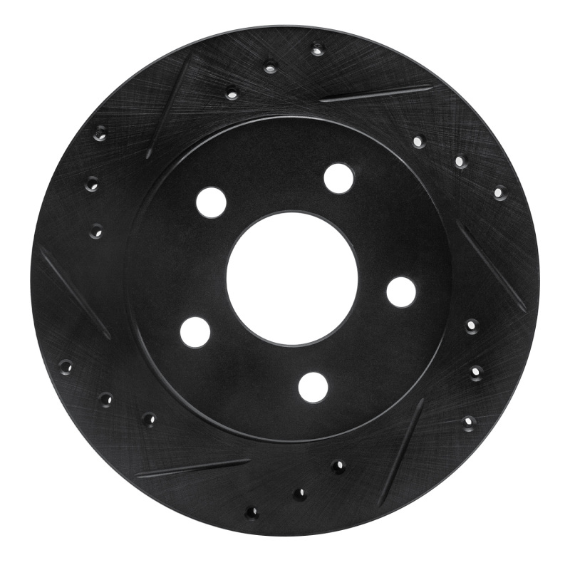 R1 93-98 Ford Thunderbird Rear Left Drilled & Slotted Black Brake Rotor