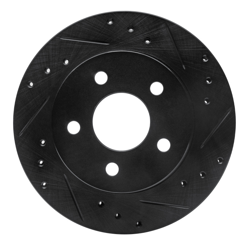 R1 93-98 Ford Thunderbird Rear Right Drilled & Slotted Black Brake Rotor