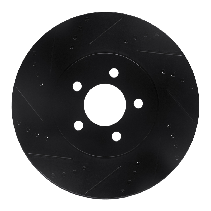 R1 94-04 Ford Mustang Front Left Drilled & Slotted Black Brake Rotor