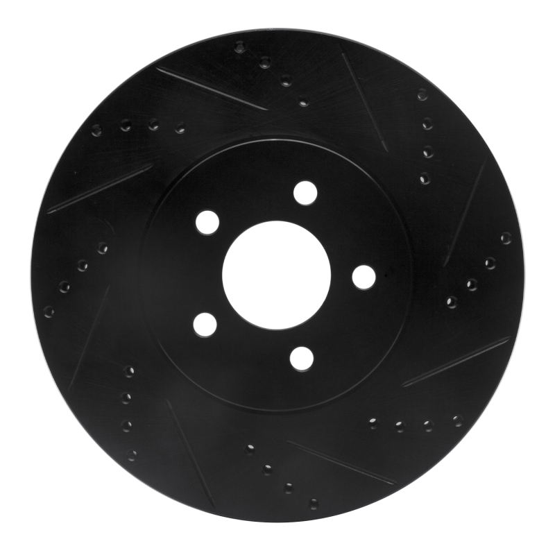 R1 94-04 Ford Mustang Front Right Drilled & Slotted Black Brake Rotor