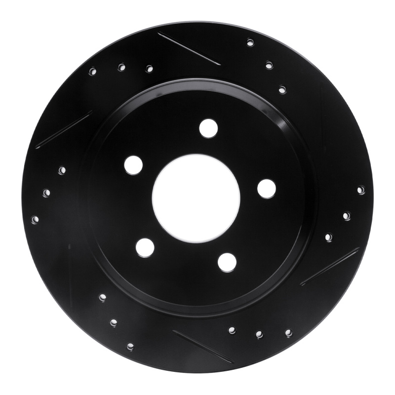 R1 94-04 Ford Mustang Rear Right Drilled & Slotted Black Brake Rotor