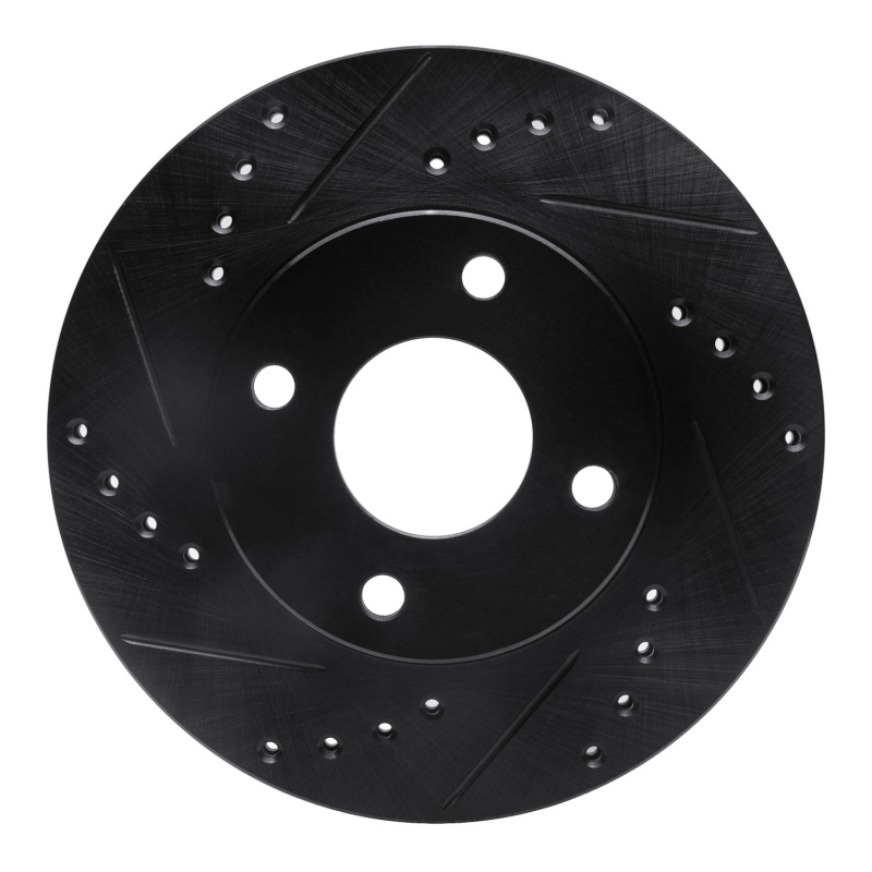 R1 00-15 Ford Focus Front Left Drilled & Slotted Black Brake Rotor