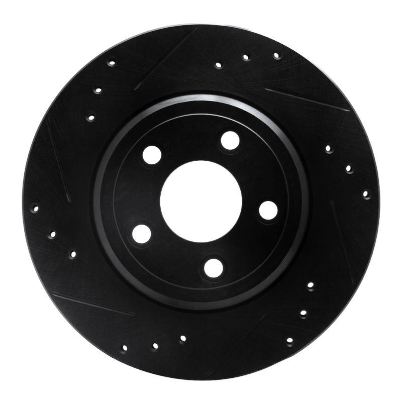 R1 00-06 Ford Thunderbird Rear Left Drilled & Slotted Black Brake Rotor