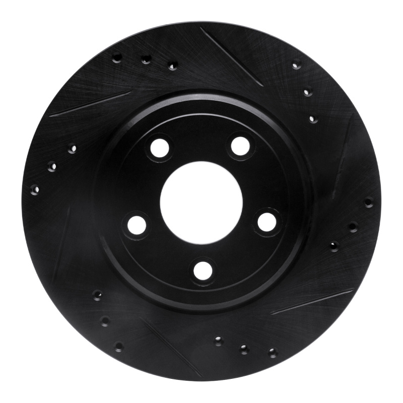 R1 00-06 Ford Thunderbird Rear Right Drilled & Slotted Black Brake Rotor