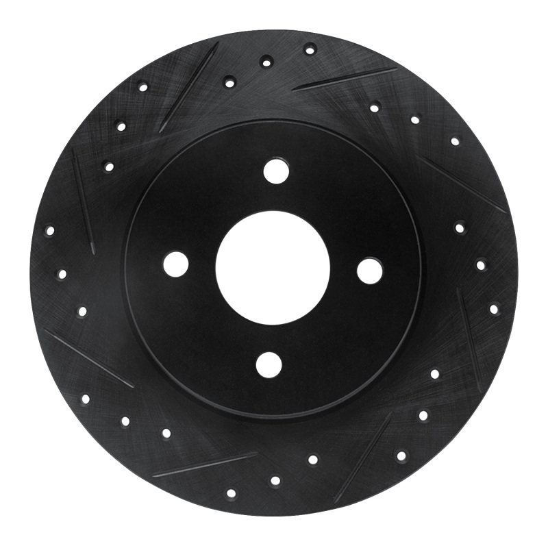 R1 02-04 Ford Focus Rear Left Drilled & Slotted Black Brake Rotor