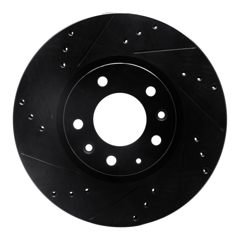 R1 06-13 Ford Fusion Front Left Drilled & Slotted Black Brake Rotor