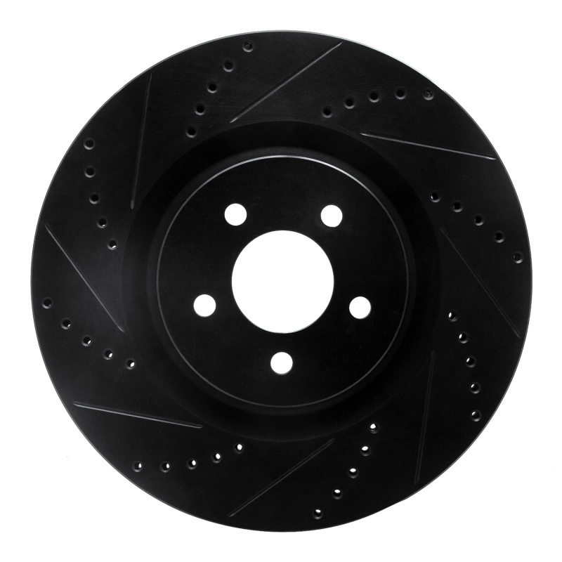 R1 07-14 Ford Mustang Front Left Drilled & Slotted Black Brake Rotor
