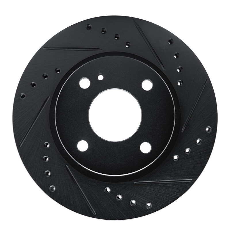 R1 11-19 Ford Fiesta (USA/Canada) Front Right Drilled & Slotted Black Brake Rotor