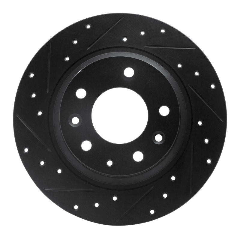 R1 98-15 Ford Fusion Rear Left Drilled & Slotted Black Brake Rotor