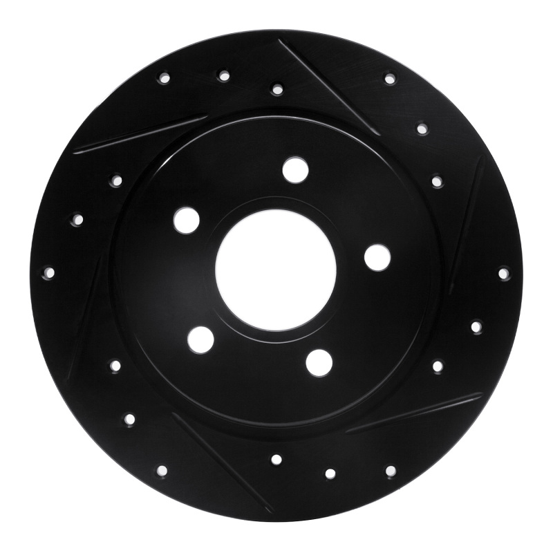R1 12-18 Ford Focus Rear Right Drilled & Slotted Black Brake Rotor