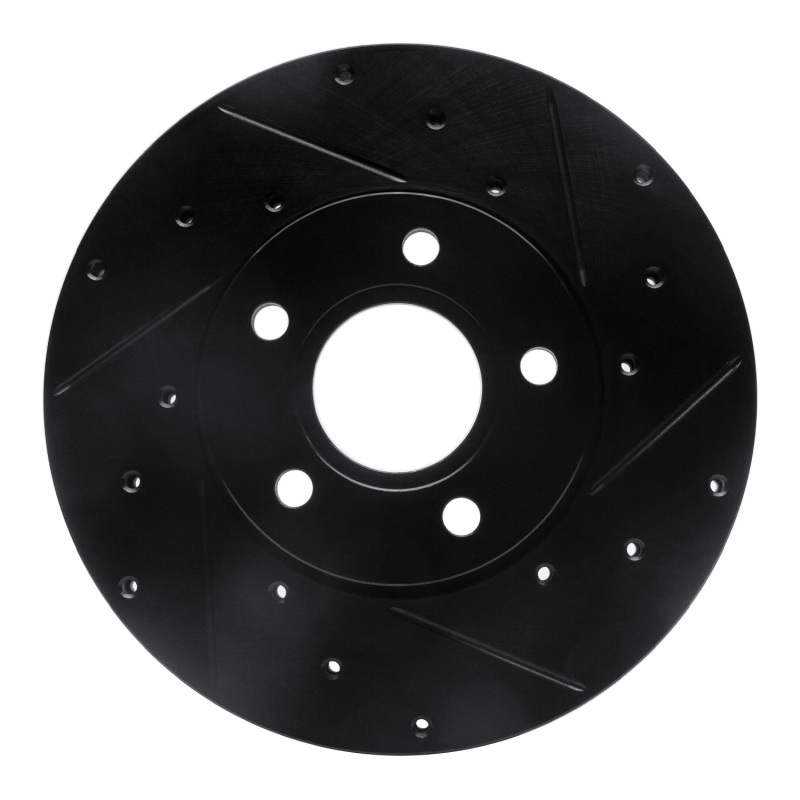 R1 12-18 Ford C-MAX Front Right Drilled & Slotted Black Brake Rotor