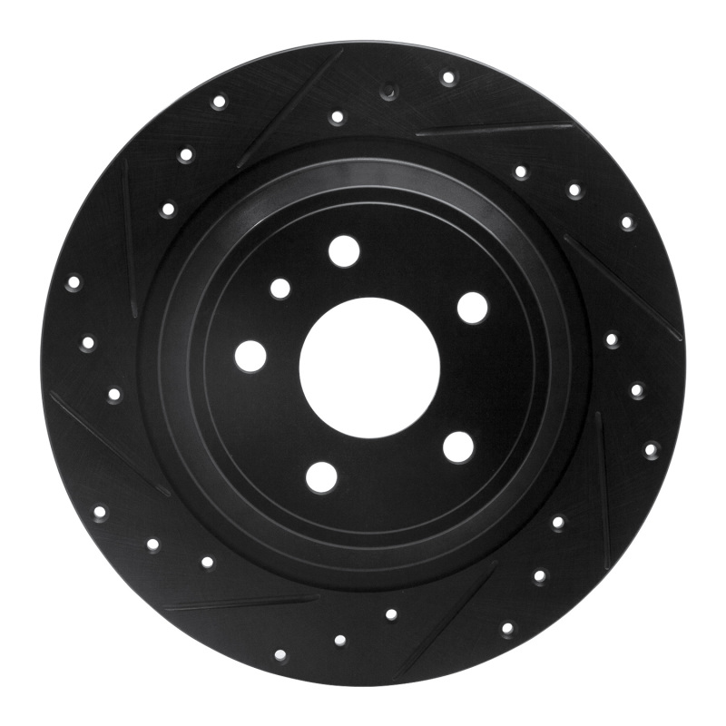 R1 13-20 Ford Fusion Rear Left Drilled & Slotted Black Brake Rotor