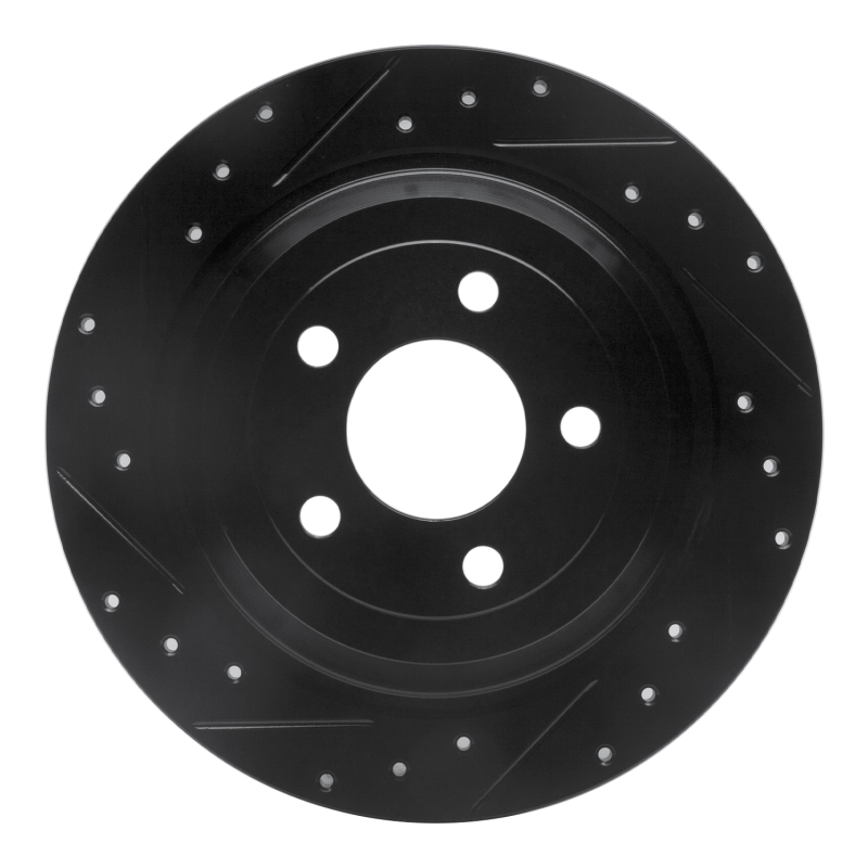 R1 15-23 Ford Mustang Rear Left Drilled & Slotted Black Brake Rotor