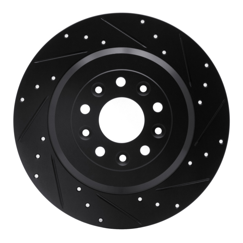 R1 05-19 Ford Freestyle Rear Right Drilled & Slotted Black Brake Rotor