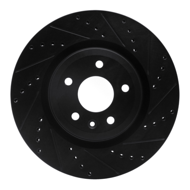 R1 11-19 Ford Explorer Front Right Drilled & Slotted Black Brake Rotor