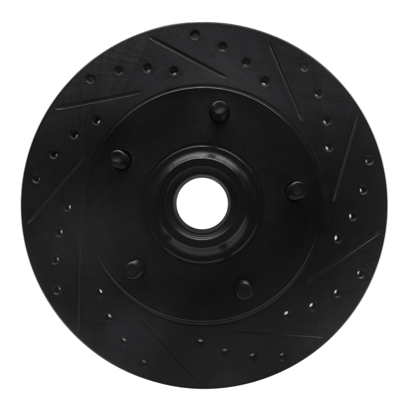 R1 73-93 Ford E-100 Econoline Front Right Drilled & Slotted Black Brake Rotor