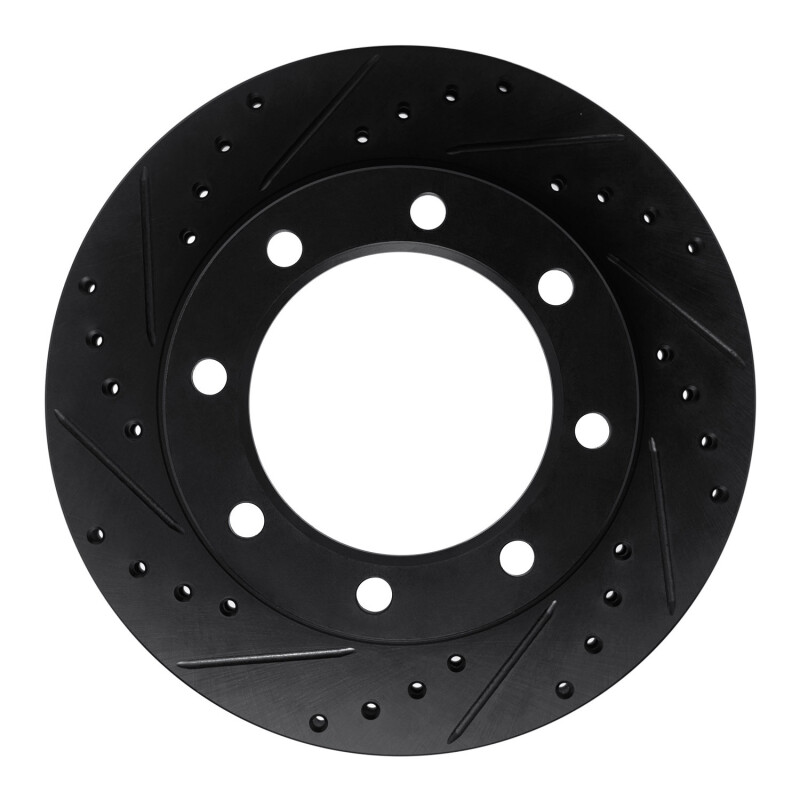 R1 77-79 Ford F-350 4WD (Excl Super Duty) Front Left Drilled & Slotted Black Brake Rotor