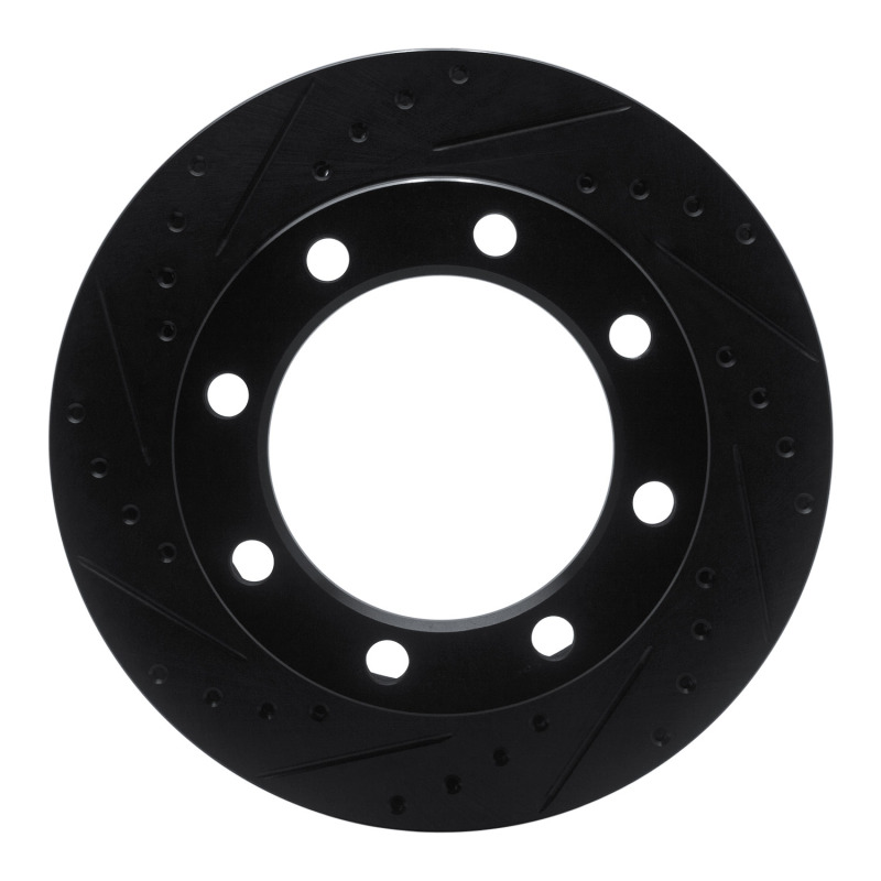 R1 80-94 Ford F-250 4WD (Excl Super Duty) Front Left Drilled & Slotted Black Brake Rotor