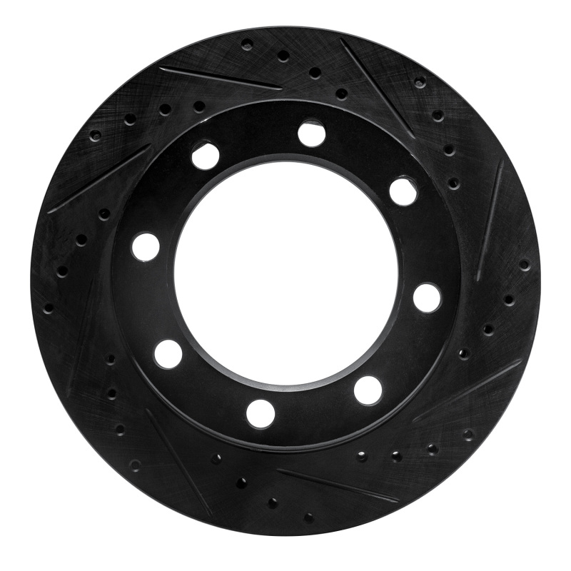 R1 80-94 Ford F-350 4WD (Excl Super Duty) Front Right Drilled & Slotted Black Brake Rotor