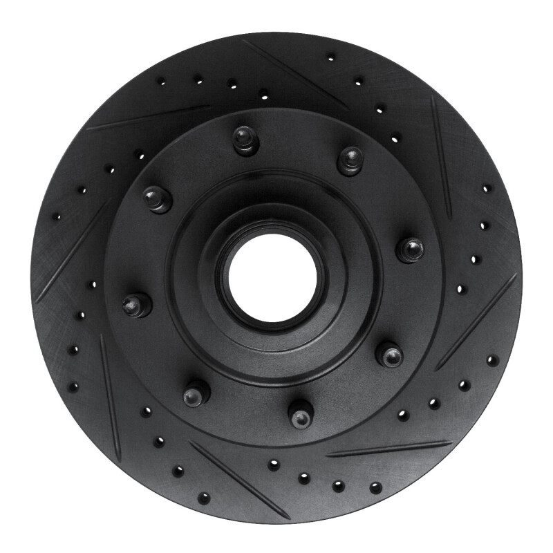 R1 86-94 Ford E-250 Econoline Club Wagon Front Right Drilled & Slotted Black Brake Rotor