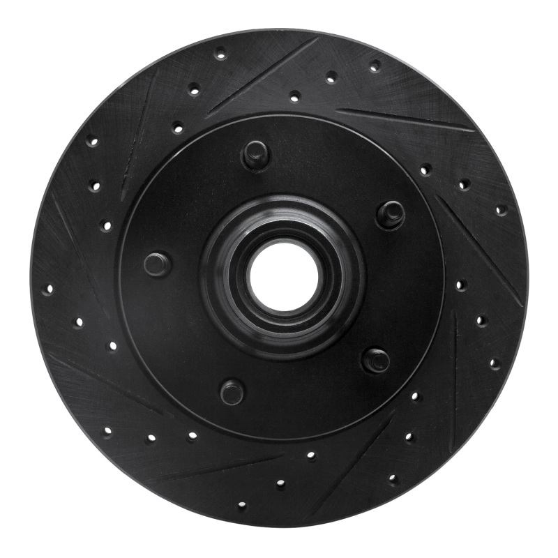 R1 94-03 Ford E-150 Econoline Front Left Drilled & Slotted Black Brake Rotor