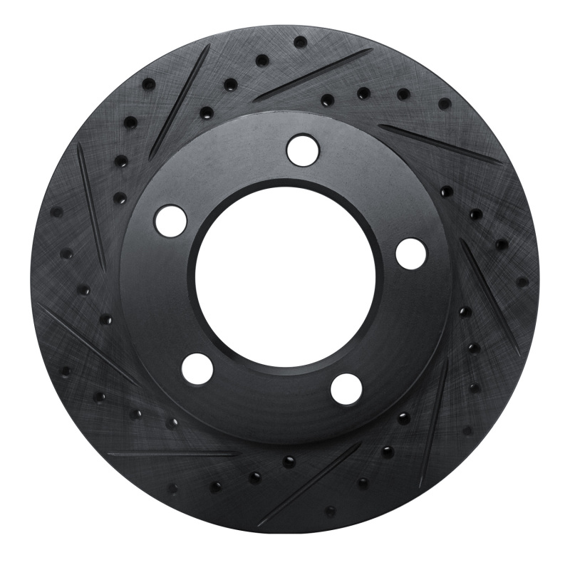R1 94-96 Ford F-150 4WD Front Left Drilled & Slotted Black Brake Rotor
