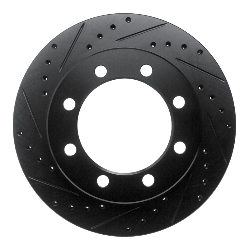 R1 95-99 Ford F-250 4WD (Excl Super Duty) Front Left Drilled & Slotted Black Brake Rotor