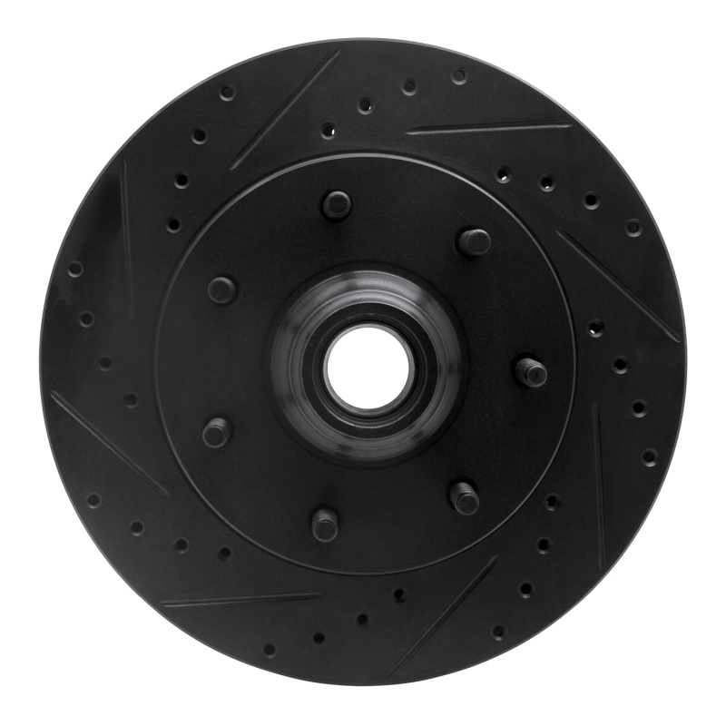 R1 97-04 Ford F-250 2WD (Excl Super Duty) Front Left Drilled & Slotted Black Brake Rotor