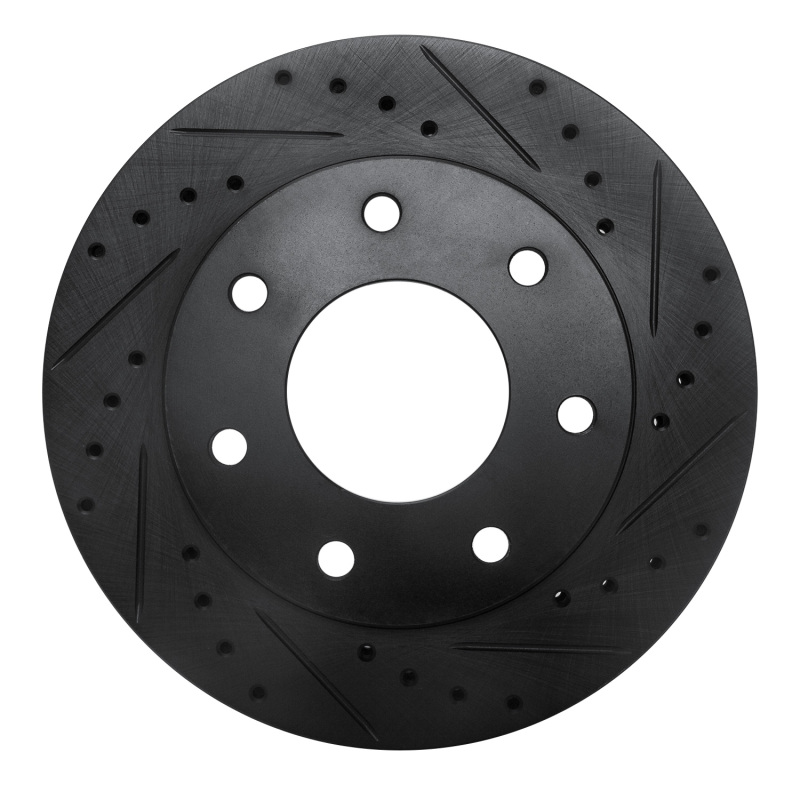 R1 97-04 Ford F-150 4WD Front Right Drilled & Slotted Black Brake Rotor