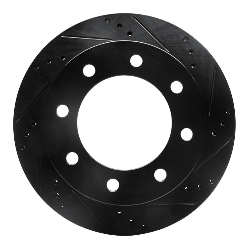 R1 99-05 Ford F-350 Super Duty 2WD Rear Right Drilled & Slotted Black Brake Rotor