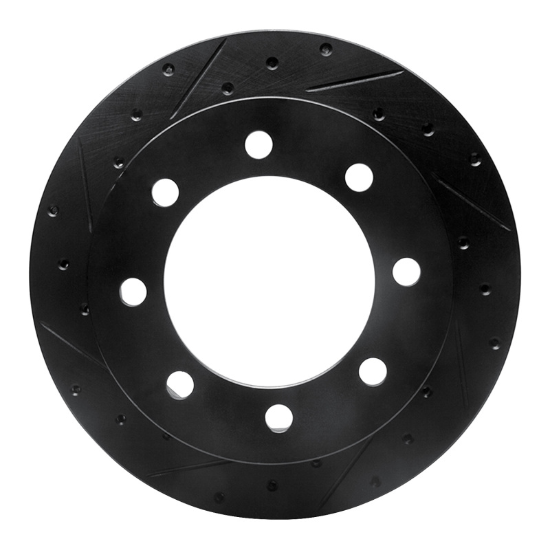 R1 99-07 Ford E-250 Econoline Rear Left Drilled & Slotted Black Brake Rotor